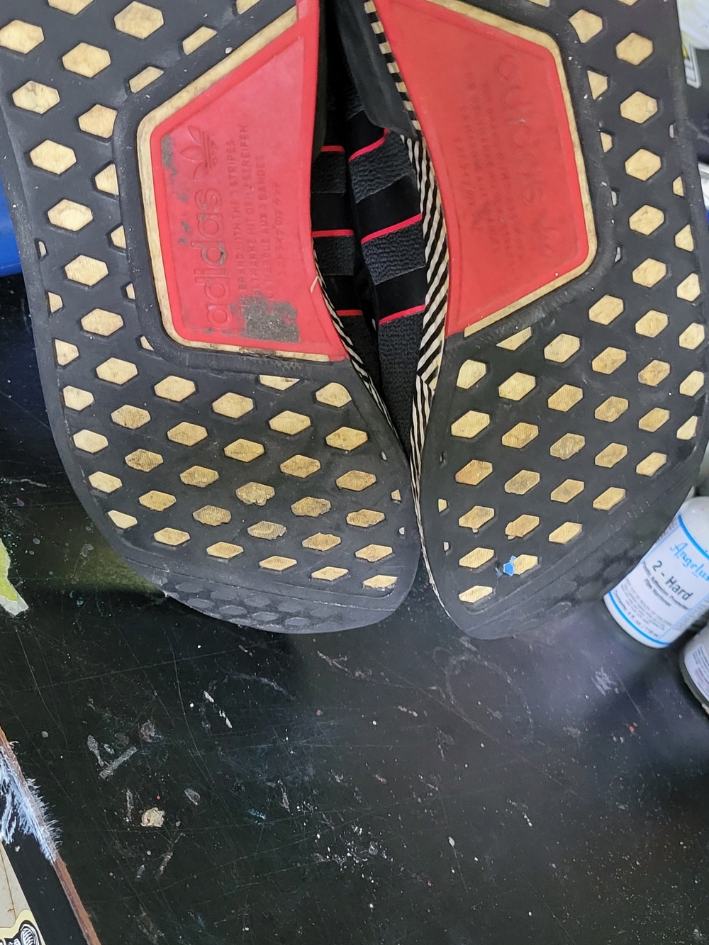 Black Knit Sneakers with Red Accent Stripes - Picture 8 of 8